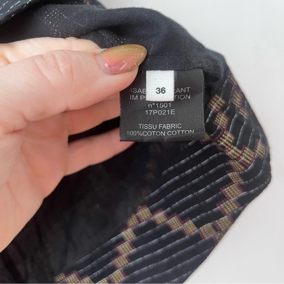 Isabel Marant Étoile Jarvis Voile Black Patterned Short Sleeve Blouse 36 / US S - Picture 9 of 10